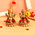 Copper and Red Lakshmi Ganesh Resin Idol 4"