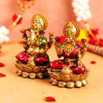 Copper and Red Lakshmi Ganesh Resin Idol 4"
