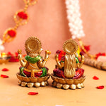 Copper and Red Lakshmi Ganesh Resin Idol 4"