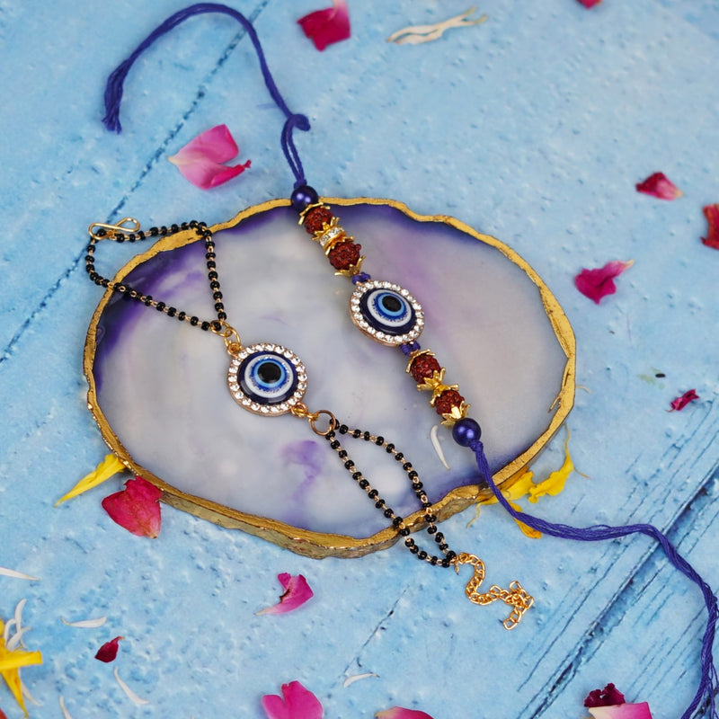 Rudraksha and Evil Eye Bhaiya Bhabhi Rakhi