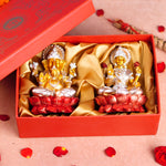 Silver and Golden Lakshmi Ganesh Resin Idol 4"