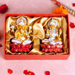 Silver and Golden Lakshmi Ganesh Resin Idol 4"