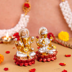 Silver and Golden Lakshmi Ganesh Resin Idol 4"