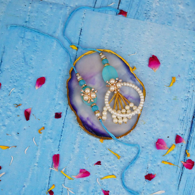Pearl Lumba Sky Blue Bhaiya Bhabhi Rakhi