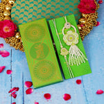 Sage Green Fancy Pearls Lumba Rakhi