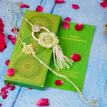 Sage Green Fancy Pearls Lumba Rakhi