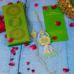 Sage Green Fancy Pearls Lumba Rakhi