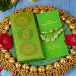 Bhaiya Bhabhi Designer Rakhi Blue Stones with Golden Chain