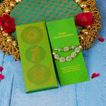 Bhaiya Bhabhi Designer Rakhi Blue Stones with Golden Chain