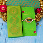 Peacock Feather Stonework Rakhi