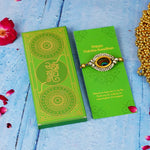 Peacock Feather Stonework Rakhi