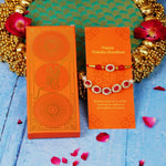 Bhaiya Bhabhi Designer Rakhi Red Stones with Golden Chain