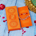 Bhaiya Bhabhi Designer Rakhi Red Stones with Golden Chain