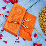 Bhaiya Bhabhi Designer Rakhi Red Stones with Golden Chain