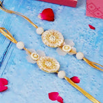 Pristine White and Gold Bhaiya Bhabhi Rakhi