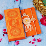 Peach Fancy Pearls Lumba Rakhi