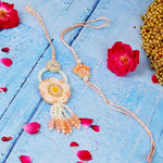 Peach Fancy Pearls Lumba Rakhi