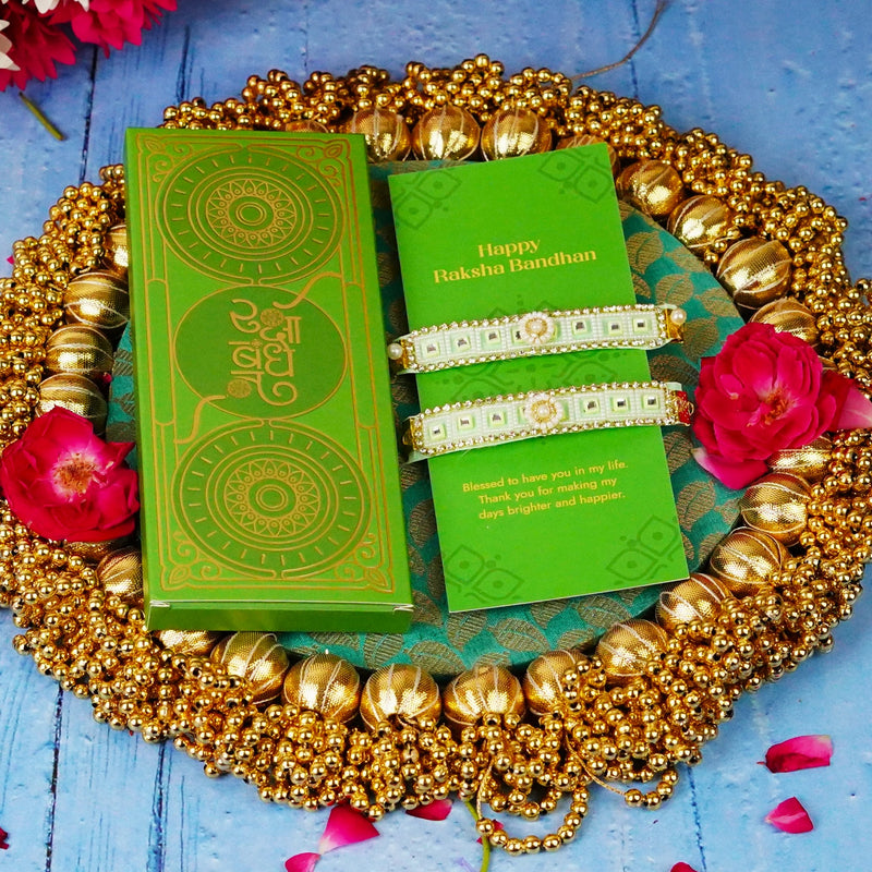 Sage Green Studded Bhaiya Bhabhi Rakhi