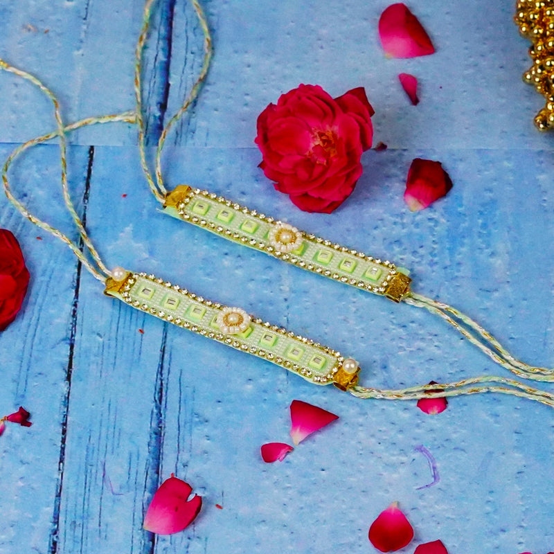 Sage Green Studded Bhaiya Bhabhi Rakhi
