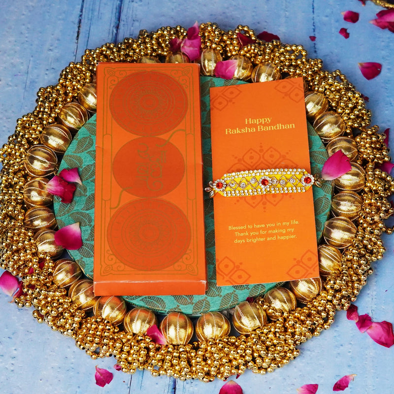 Stonework Yellow Stunning Rakhi