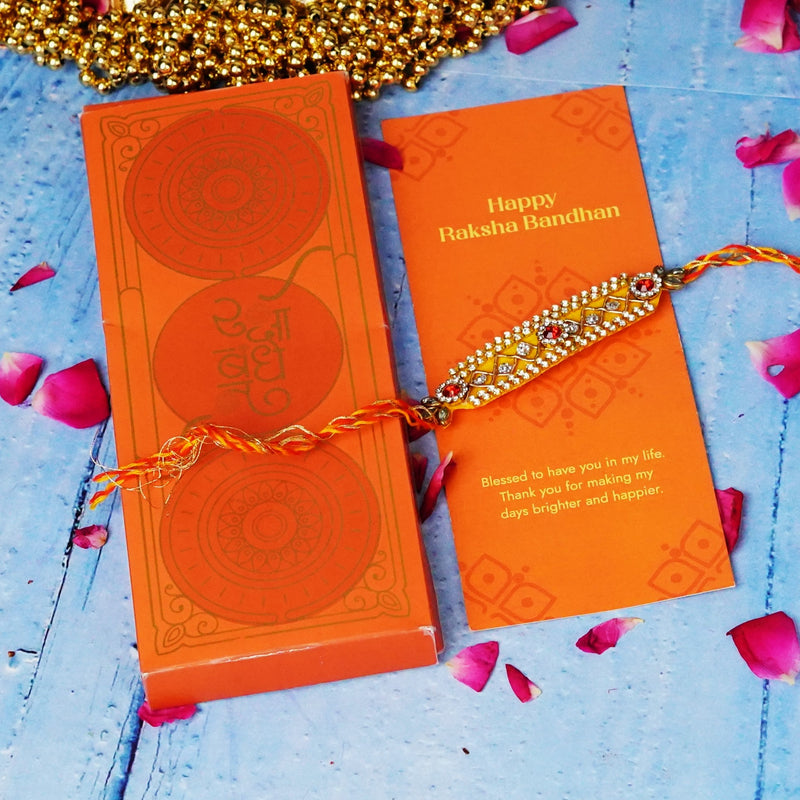 Stonework Yellow Stunning Rakhi