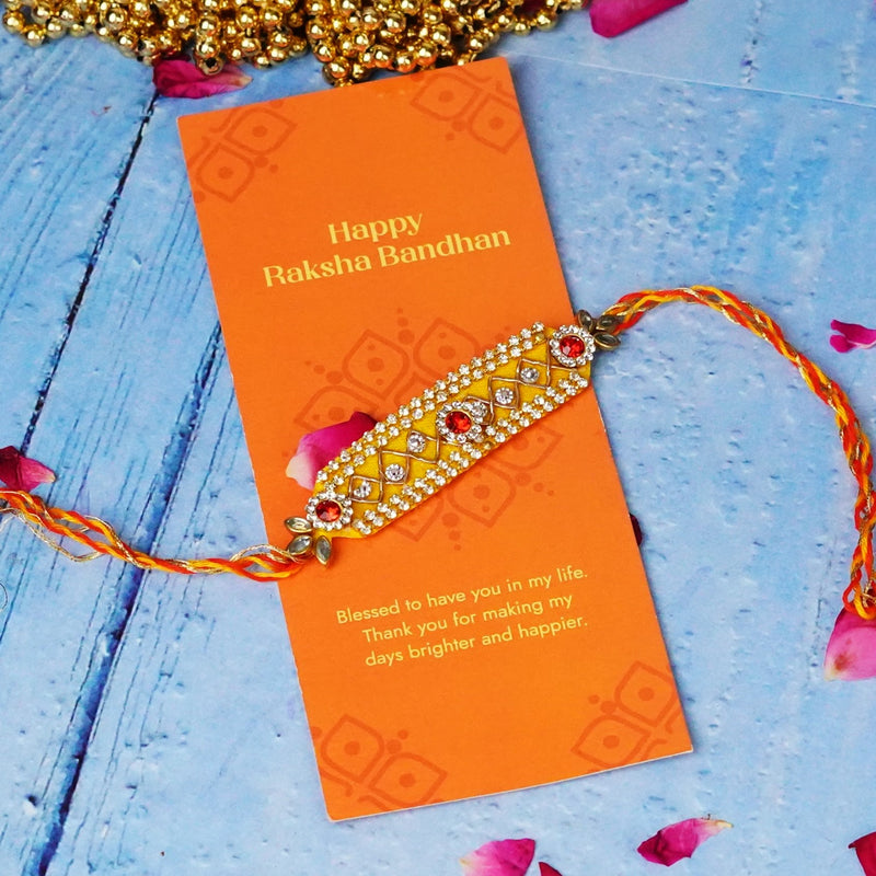 Stonework Yellow Stunning Rakhi