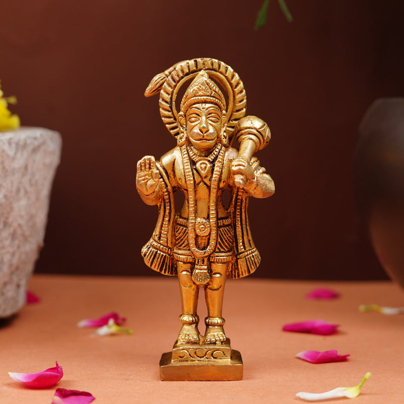 Brass Hanuman Ji  Standing Statue for Blessings (4.5 Inch)