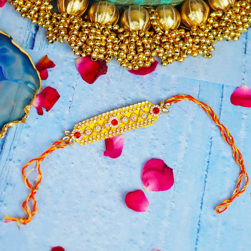 Stonework Yellow Stunning Rakhi