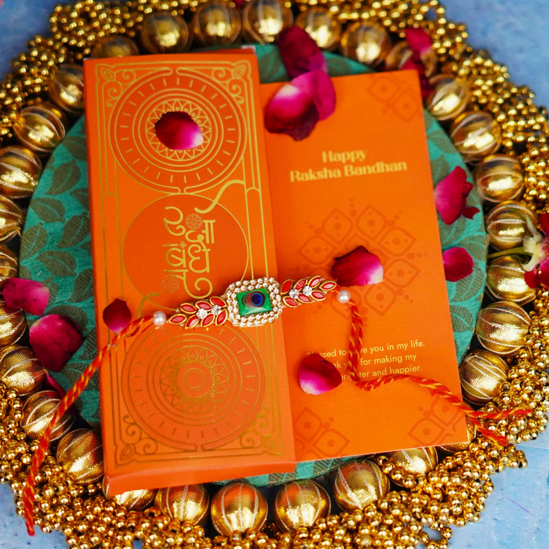 Peacock Red Stones Rakhi
