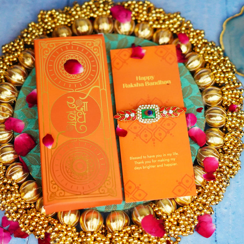 Peacock Red Stones Rakhi