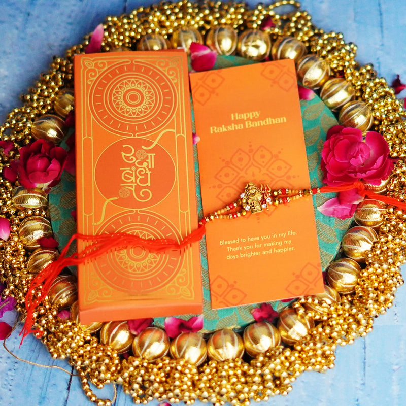 Divine Shiv ji Shambhu Rakhi with Red Beads