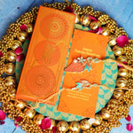 Peachy Leaf Thread Work Lumba Rakhi Combo