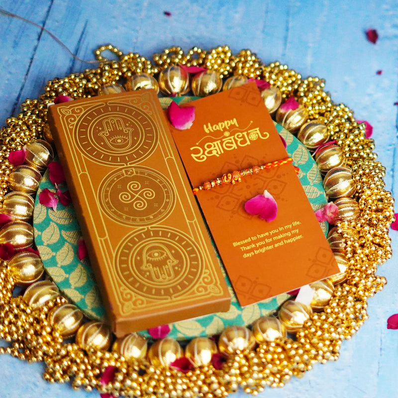 Traditional Elephant Om & Stone Work Rakhi