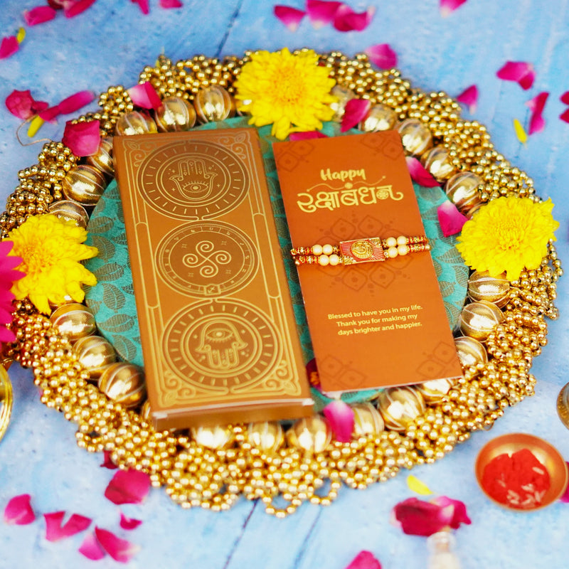 Traditional Wooden Finish Om Rakhi
