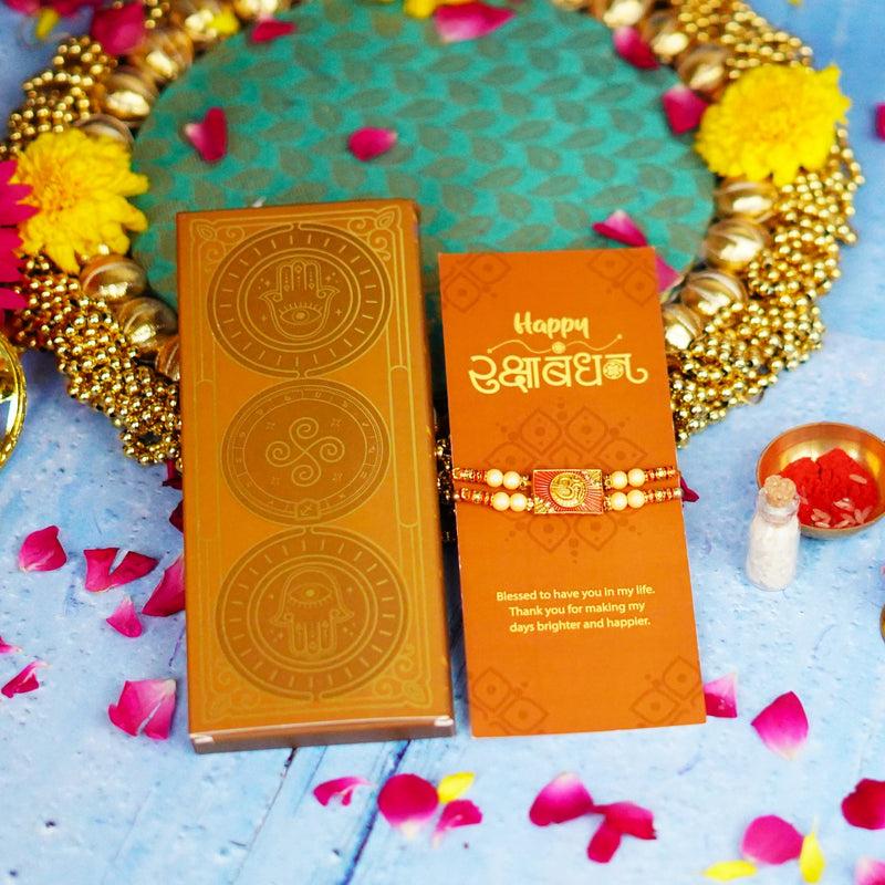 Traditional Wooden Finish Om Rakhi