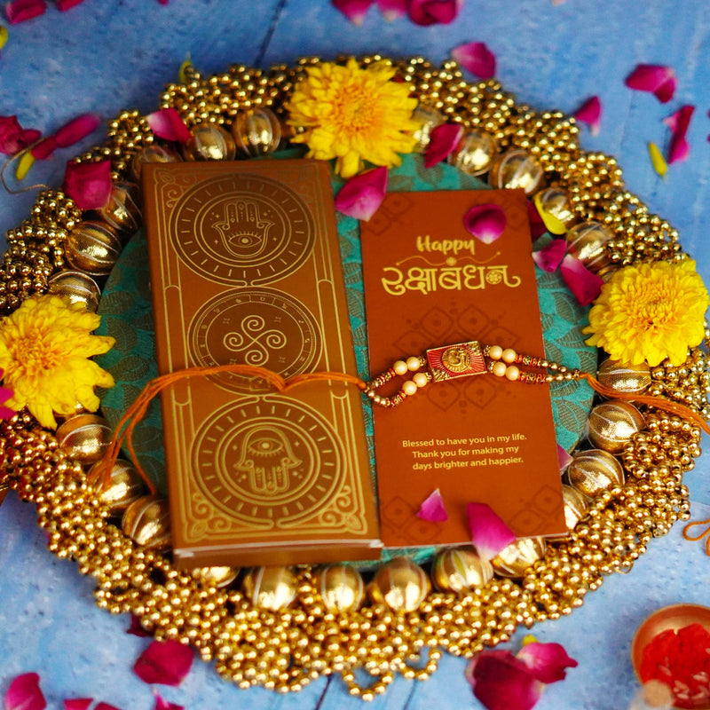 Traditional Wooden Finish Om Rakhi