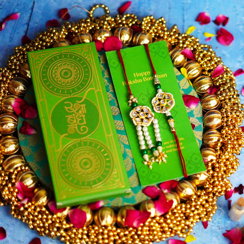 White and Green Pearls Bhaiya Bhabhi