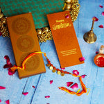 Ginni Golden Coins Rudraksha Rakhi