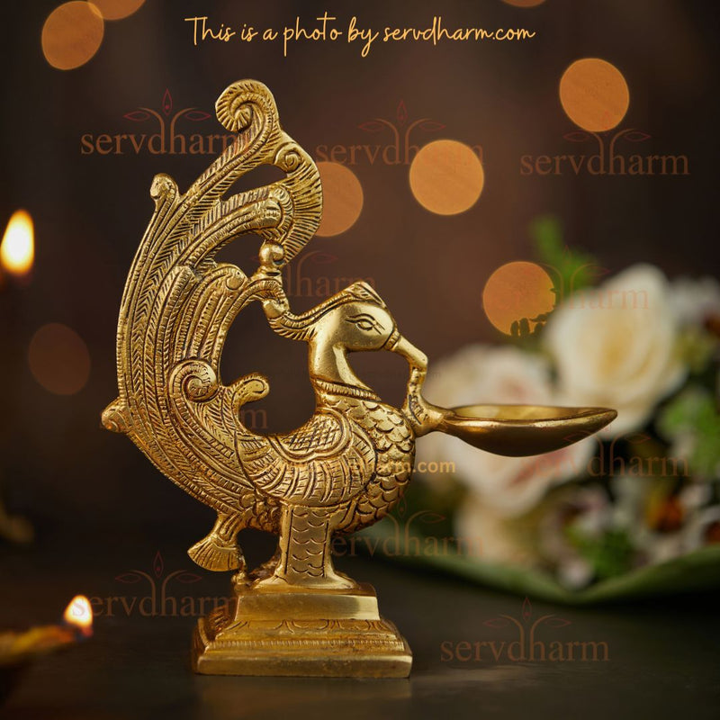 Decorative Handcrafted Peacock Brass Diya