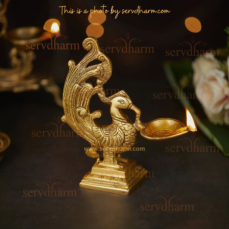 Decorative Handcrafted Peacock Brass Diya
