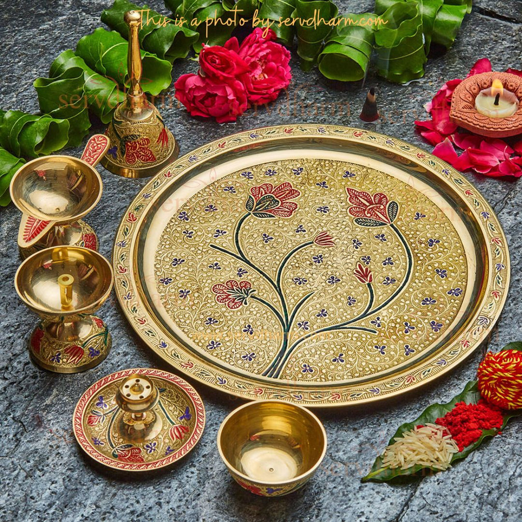 Pooja Plate Brass, Pooja Thali, Gift Item (Set of 6) – Nutristar