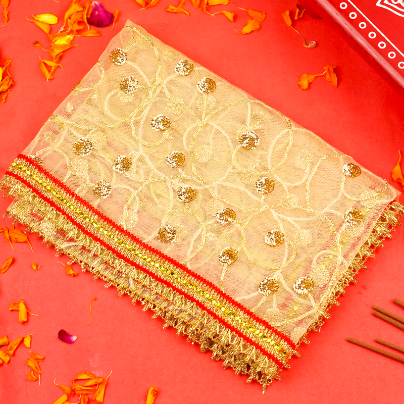 Divine Golden Mata Chunri 14x42 Inch