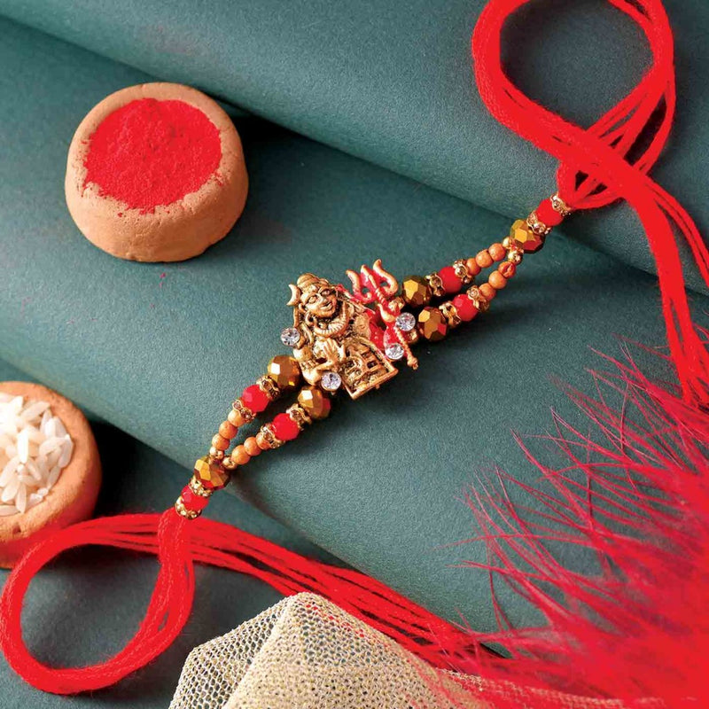 Divine Shiv ji Shambhu Rakhi with Red Beads
