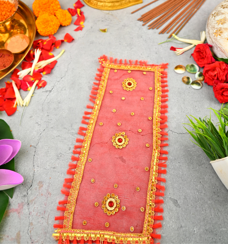 Divine Red Mata Chunri 10x4 Inch