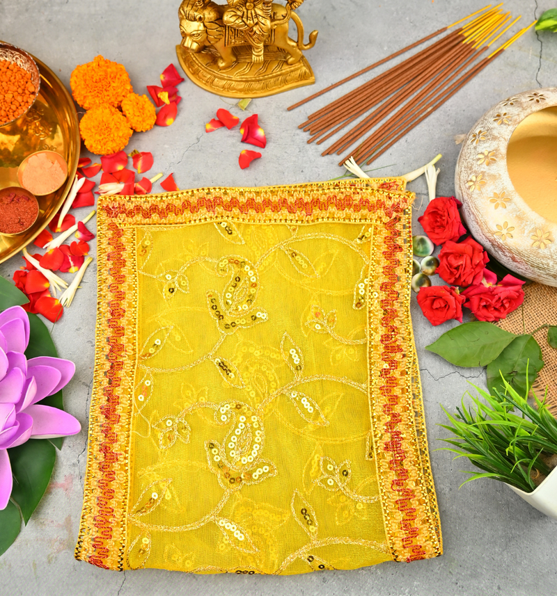 Divine Yellow Mata Chunri 24x10 inch