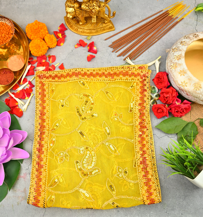 Divine Yellow Mata Chunri 24 x 10 Inch | 14g