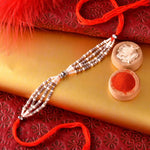 Fancy White and Grey Multistrand Beads Rakhi Thread