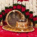 Golden Karwa Chauth Thali Set with Embroidery