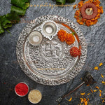 Intricately Designed Silver Plated Pooja Thali Set