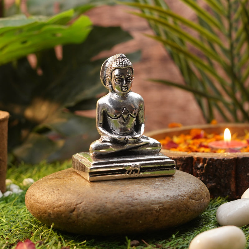 Mahavir Jain Idol | Silver Polished 3.5 Inch
